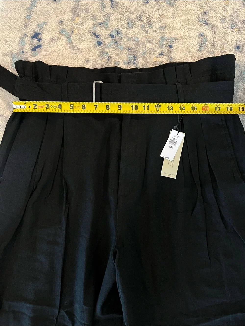 Banana Republic Black Linen Wide-Leg Paperbag Pants.